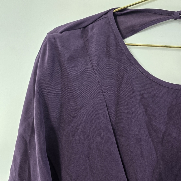 Reiss Melissa Cape Cutout Back Aubergine Midi Dress Gown Size 8 Drapey Draped - Picture 3 of 16